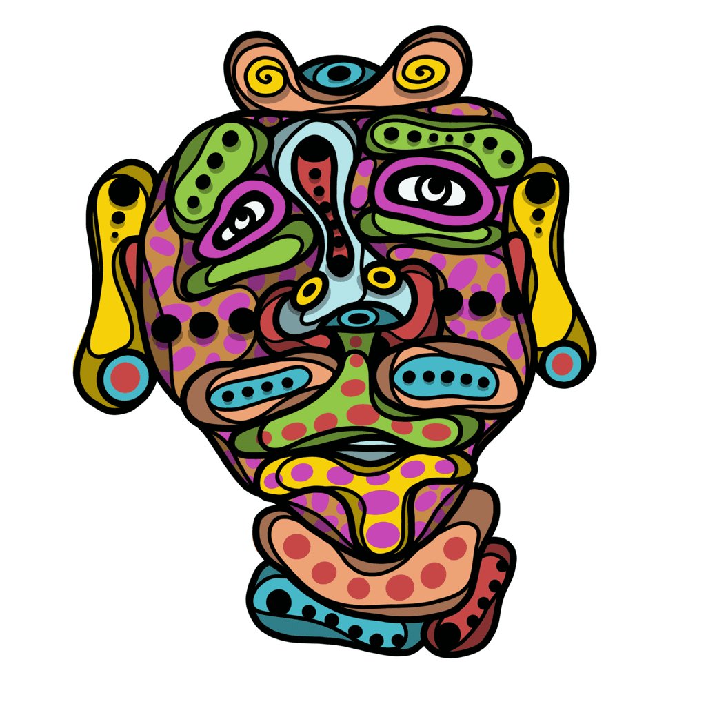 Ilustración cara psicodélica